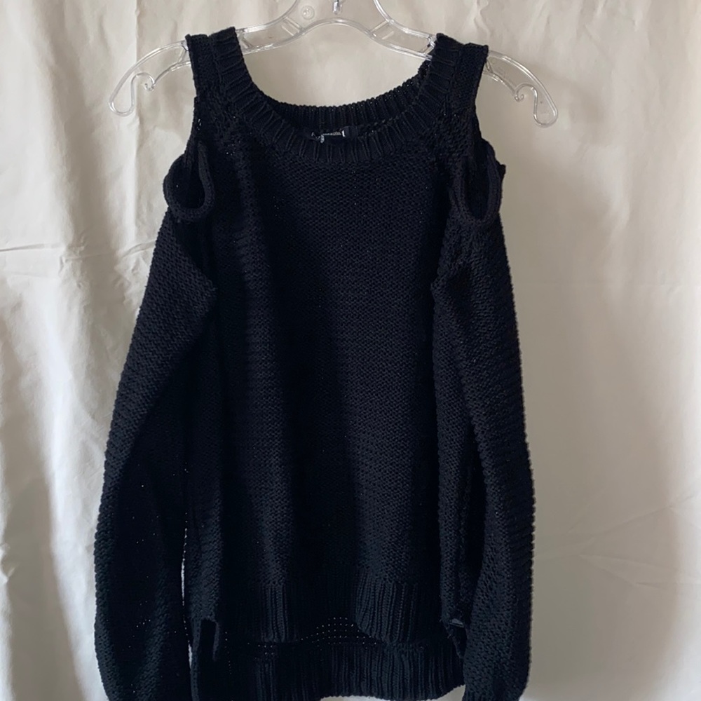 Cold shoulder knit sweater
